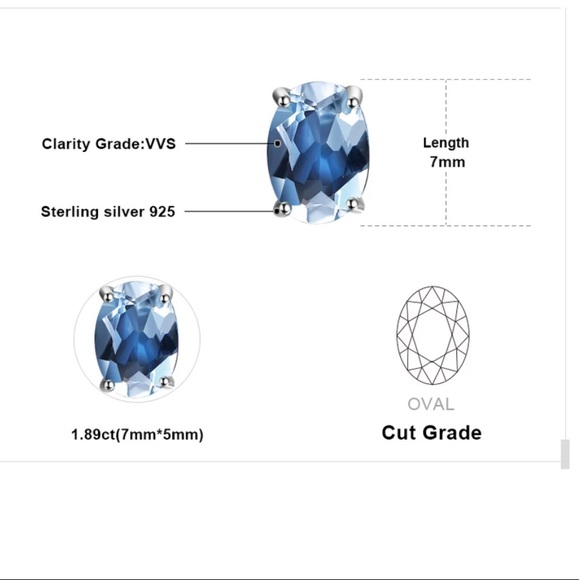 Blue Topaz Stud Earrings - Picture 2 of 8